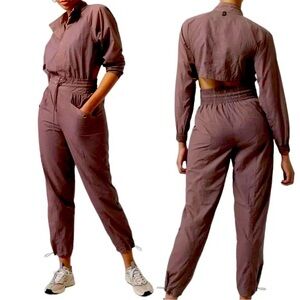 Athleta X Alicia Keys Utility Jumpsuit Open Back Mauve Purple